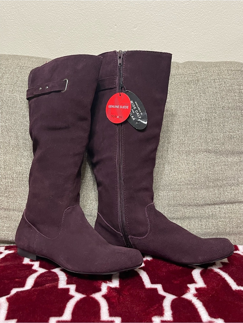 Women's  Suede Boots in Dark Plum